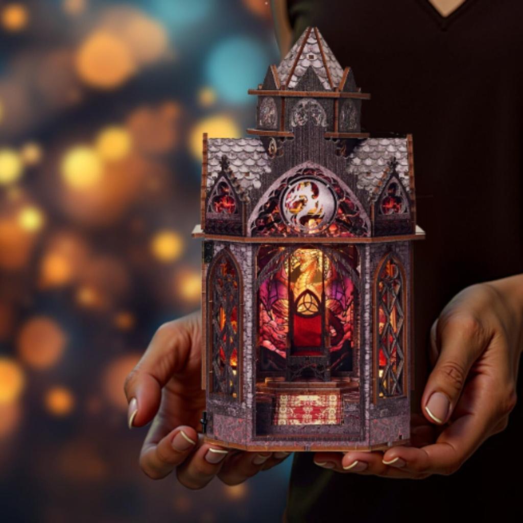 Gothic Dragon Castle Structure Model Detailed Puzzle Decorative for Desk, Adults