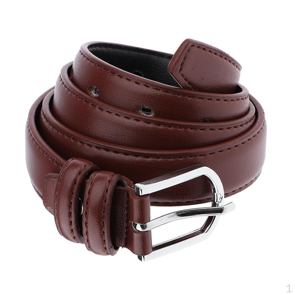 

Men Women Skinny Faux Leather Metal Pin Buckle Adjustable Waist Belt