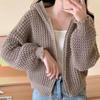 New High-necked Warm Retro Thick Needle Lapel Knitted Sweater Lazy Loose Temperament Zipper Sweater Jacket Women
