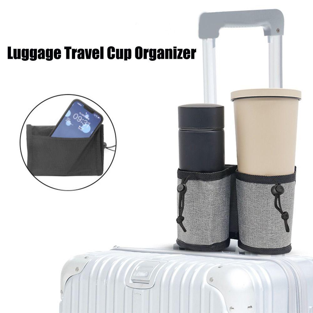 With Zippered Pocket Luggage Travel Cup Organizer Oxford Cup Accessories  Fits Most Roll-On Handles