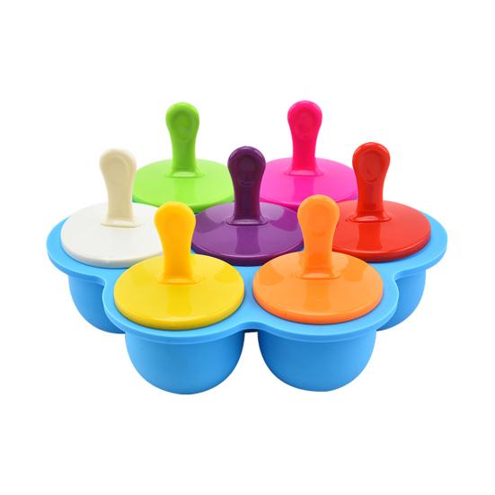 Silicone Popsicle Molds with Sticks 7 Cavity Ice Cube Tray Silicone Molds for Baby Foods Ice Lolly Mold for Pastries