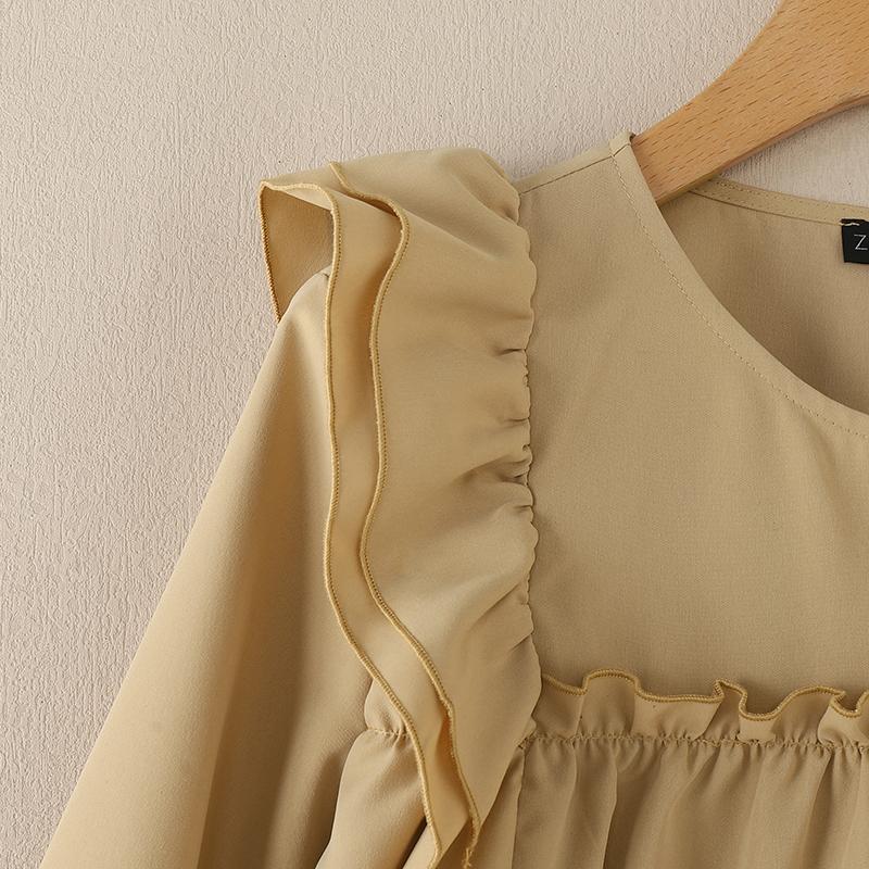 ZANZEA Women Casual O-neck Long Sleeve Loose Ruffles Blouse