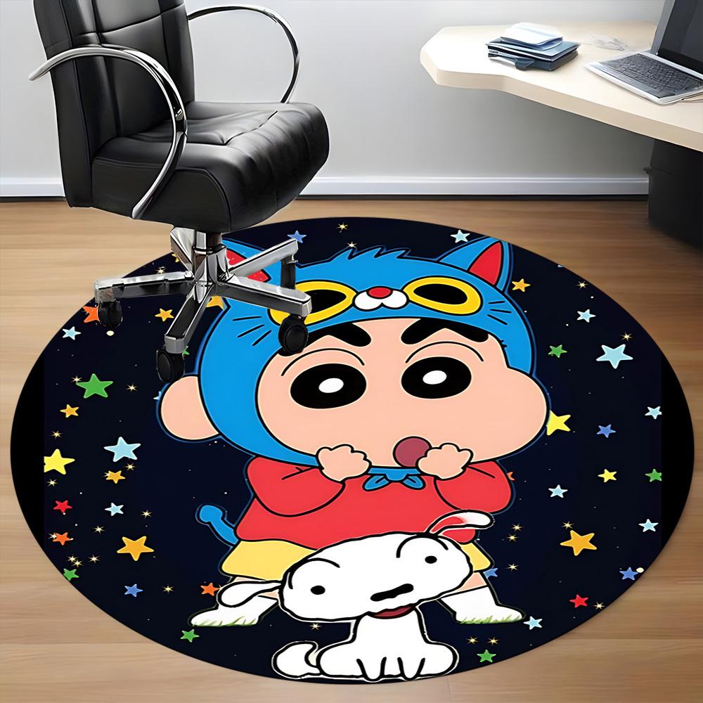 1PC Crayon Shin-chan Office Round Rug - Perfect for Office or Study Decor, Non-Slip Backing, Decorative Floor Mat Yy250916048