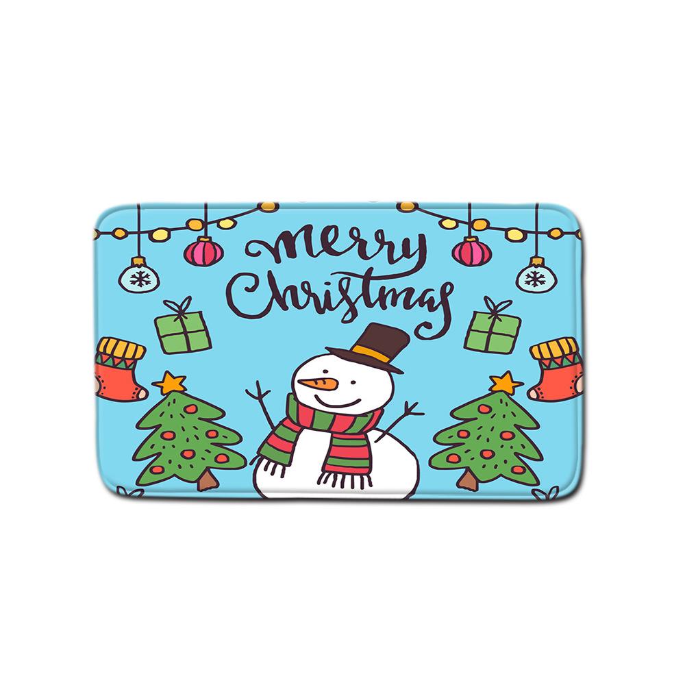 Christmas Toilet Seat Shower Curtain Four-Piece Printed Floor Mat Set Bathroom Floor Mat Bedroom Absorbent Door Mat Carpet