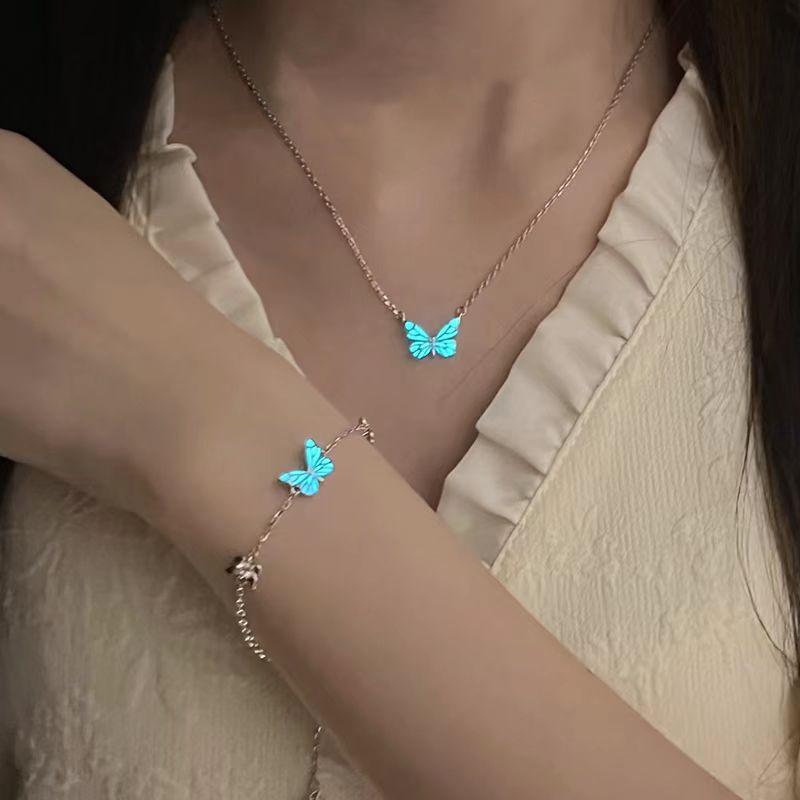 Popular Luminous Butterfly Bracelet - Vintage Style, Fresh Fashion, Double Layer, Stackable, Perfect for Students & Best Friends