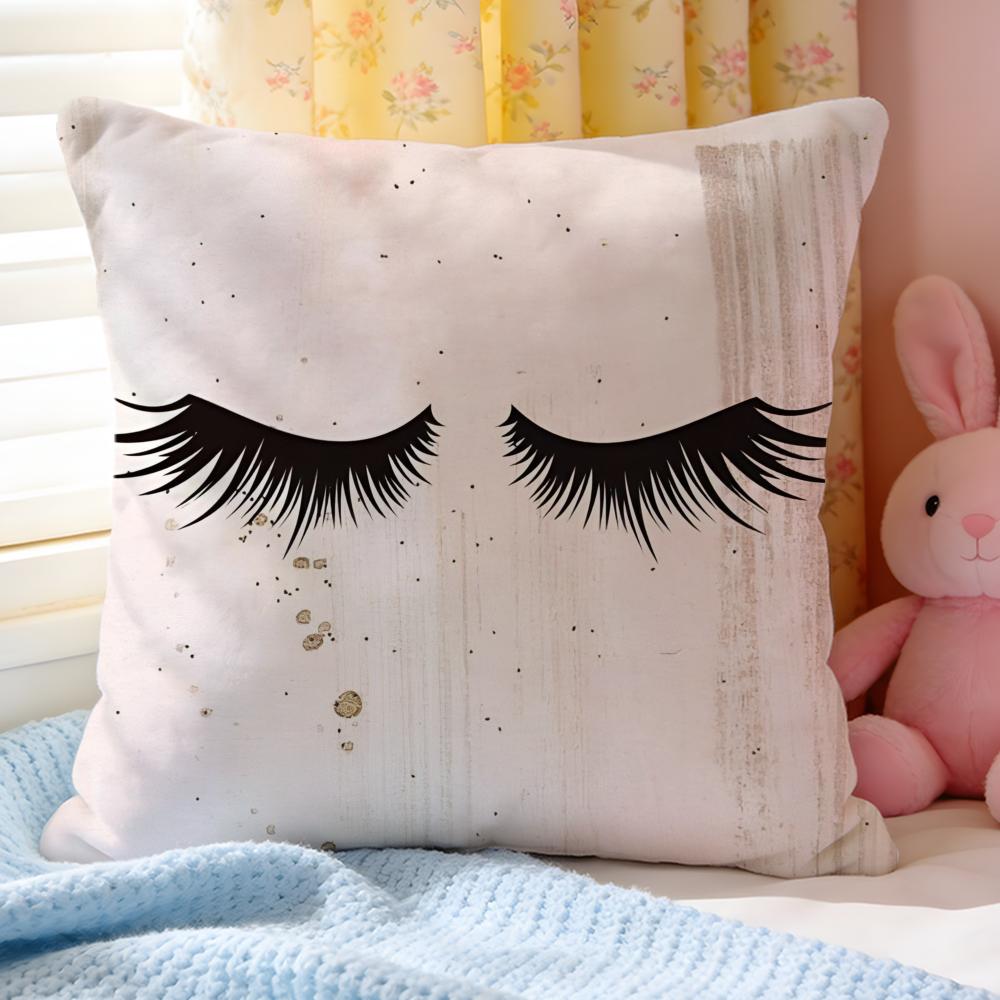 Cushion Cover Short Plush Throw Pillow Soft Washable Sofa Bed Office Cushion Beauty Makeup Eyelash