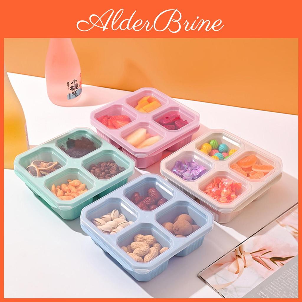 Box 4 Compartment Bento Snack Food Storage Container Straw Meal Prep Lunch Box Plastic Food Storage Containers Microwave And Dishwasher Safe