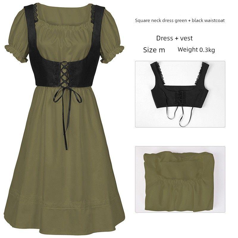 Foreign Trade Hot-Selling European and American Plus-Size Steampunk Gothic Victorian Era Ruffled Sleeveless Dress for Women
