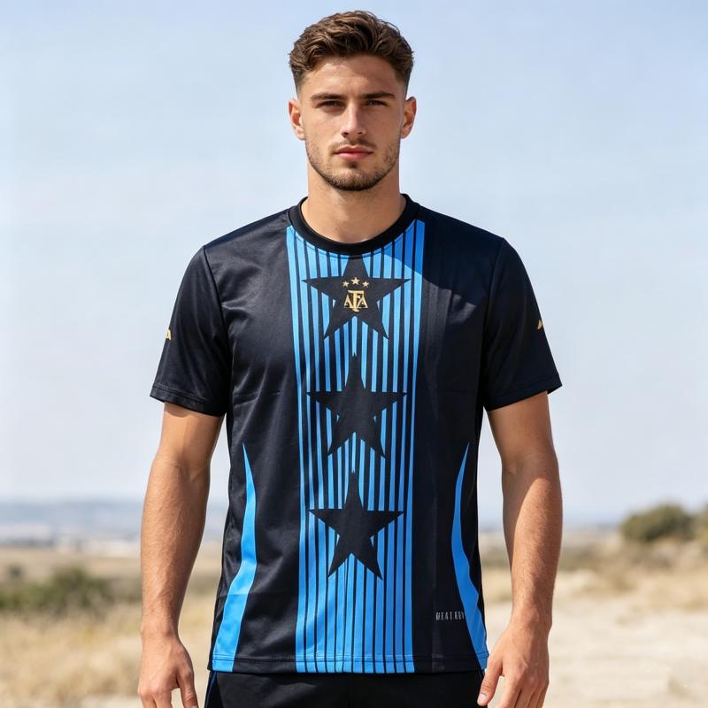 Sommer Klassisch Herren Argentinien Stil Team Meisterschaft Gedenkausgabe Spezielles T-Shirt Schnelltrocknend für Familien und Kinder