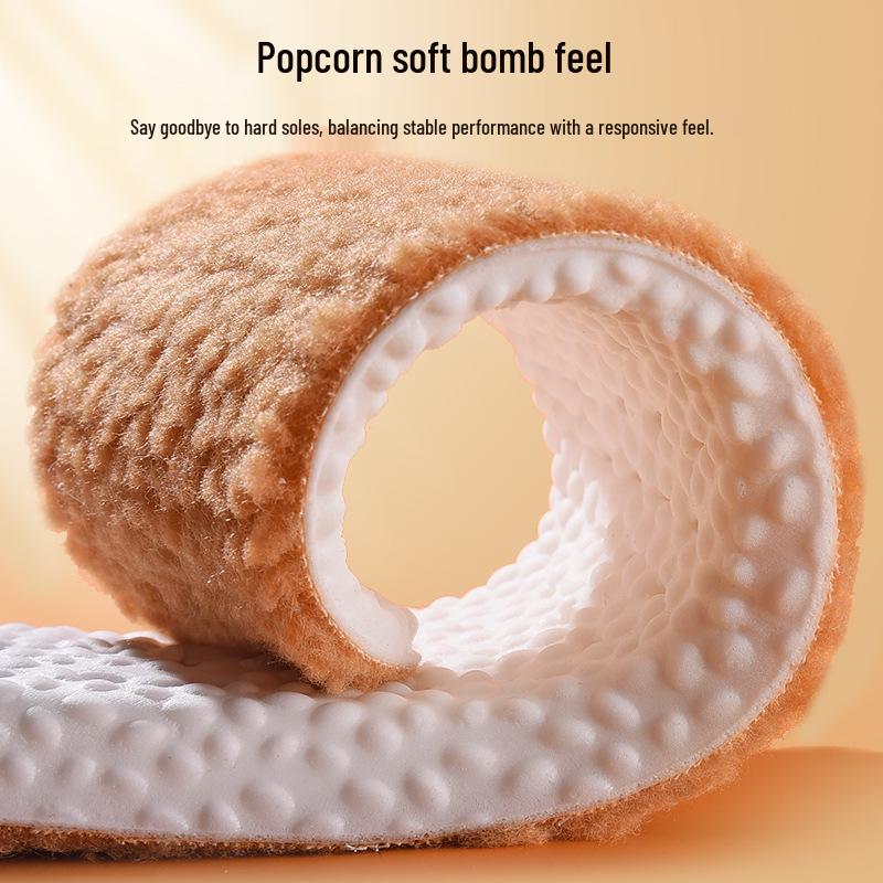 Unisex Winter Velvet Insoles: Warm, Soft, Sweat & Odor-Absorbing, Shock-Reducing, Lambswool Comfort for Pain-Free Feet