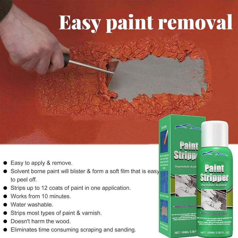 Removedor de pintura para autos de 100 ml, decapante de pintura para autos, despegable rápidamente con cepillo, espray removedor de pintura para autos, muebles y maquinaria.