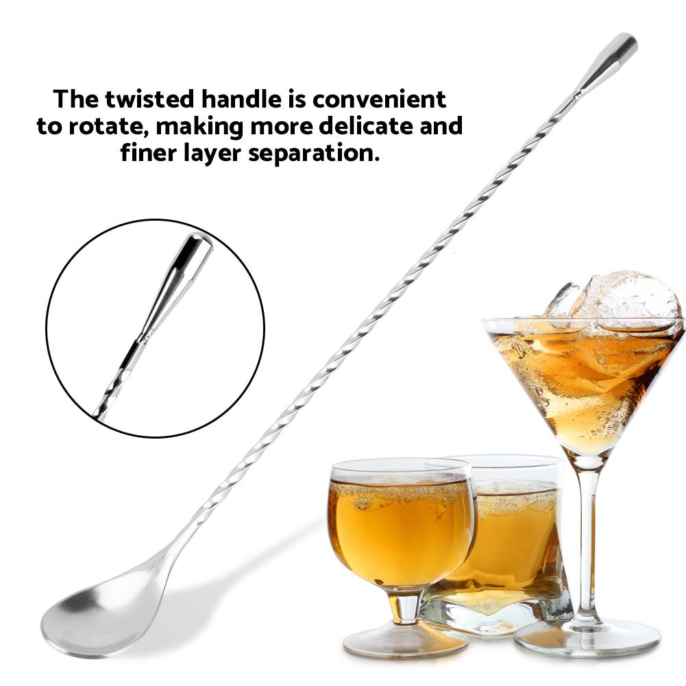 Stainless Steel Bar Wine Cocktail Mixing Twist Spoon Long Handle Drink Stirring Tool