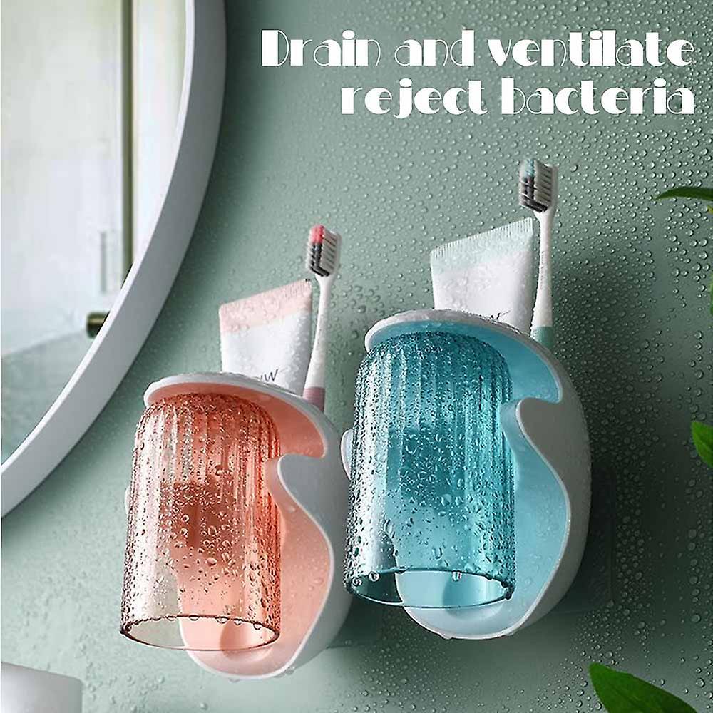 Wall Mounted Toothbrush Holder Mouth Cup Rack No Drilling Bathroom Accessories