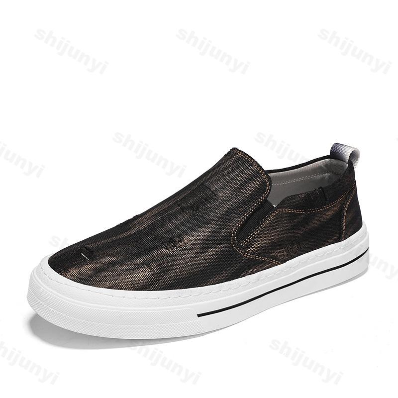 Fashion Men's Fashion Trend Shallow Mouth Casual Single Shoes 2025 Spring New Comfortable Versatile Non Slip Niche Slip On Flat Sneakers