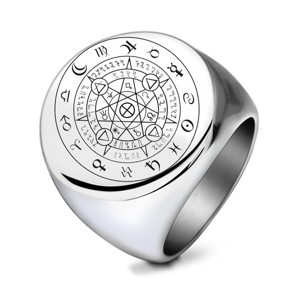 22MM Laser-Engraved Twelve Constellations Men s Ring - Retro Style Size 10