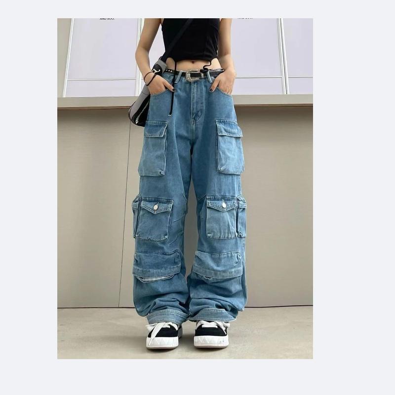Women's Baggy Cargo Pants Y2K Clothing Multi-Pocket Relaxed Fit Jeans Fairy Grunge Clothes Alt Emo Streetwear
