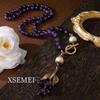 Vintage Purple Crystal Necklace & Earrings Set