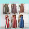Summer Floral Print Sleeveless Maxi Dress With Zipper For Womens Beachwear