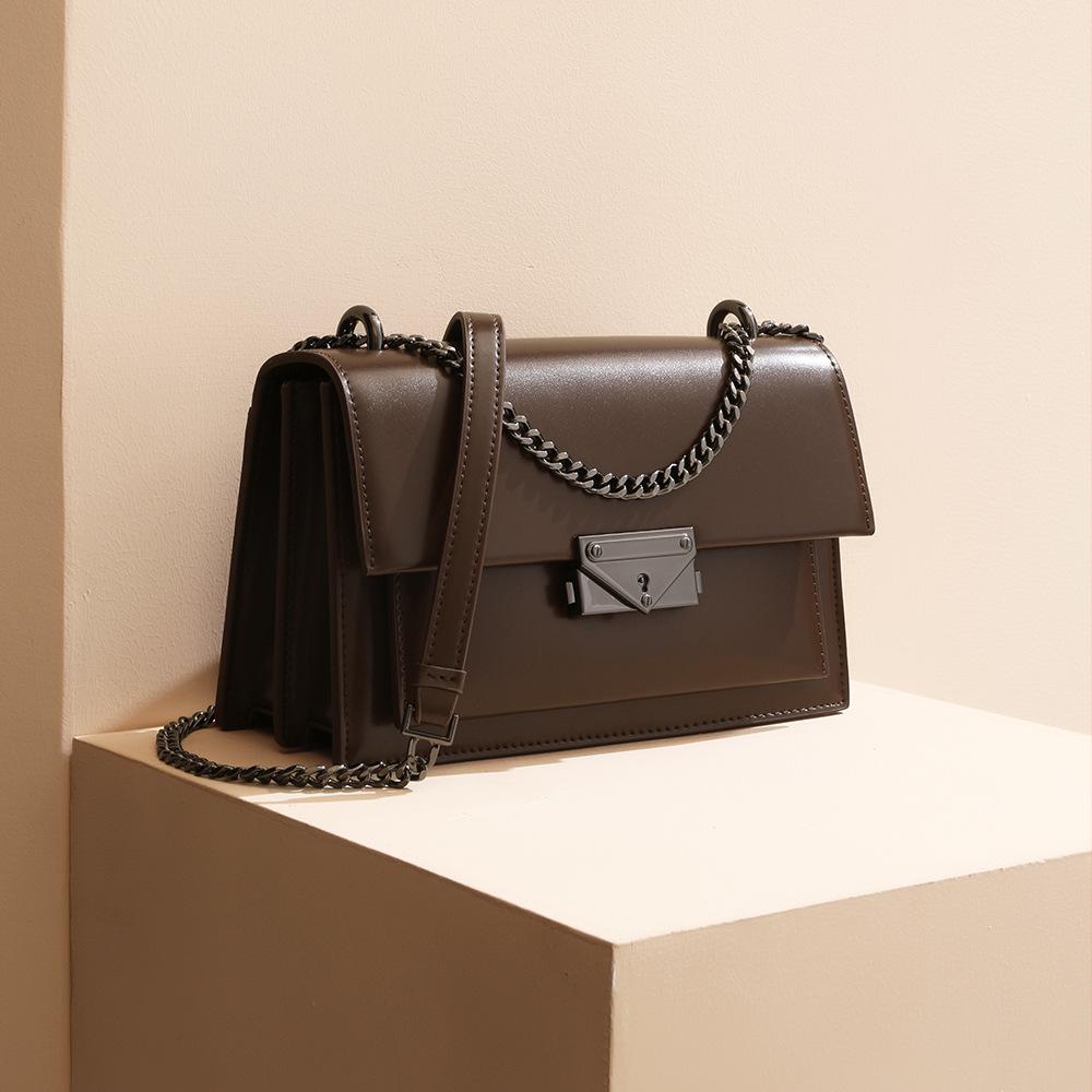 Simple and Exquisite Leather Women's Bag, Chain Crossbody Small Square Bag, Women's Niche and High-end Single-shoulder Underarm Commuting Bag