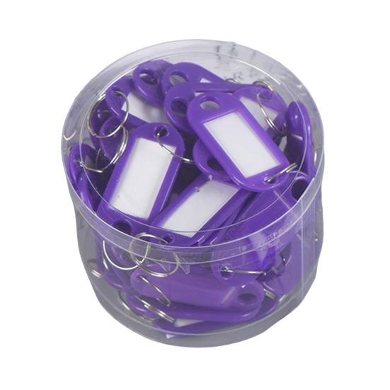50Pcs Keyring Tags Plastic Key Fobs ID Tags with Split Keyring Paper Insert Key Tags Writing Paper Keychain Organizer