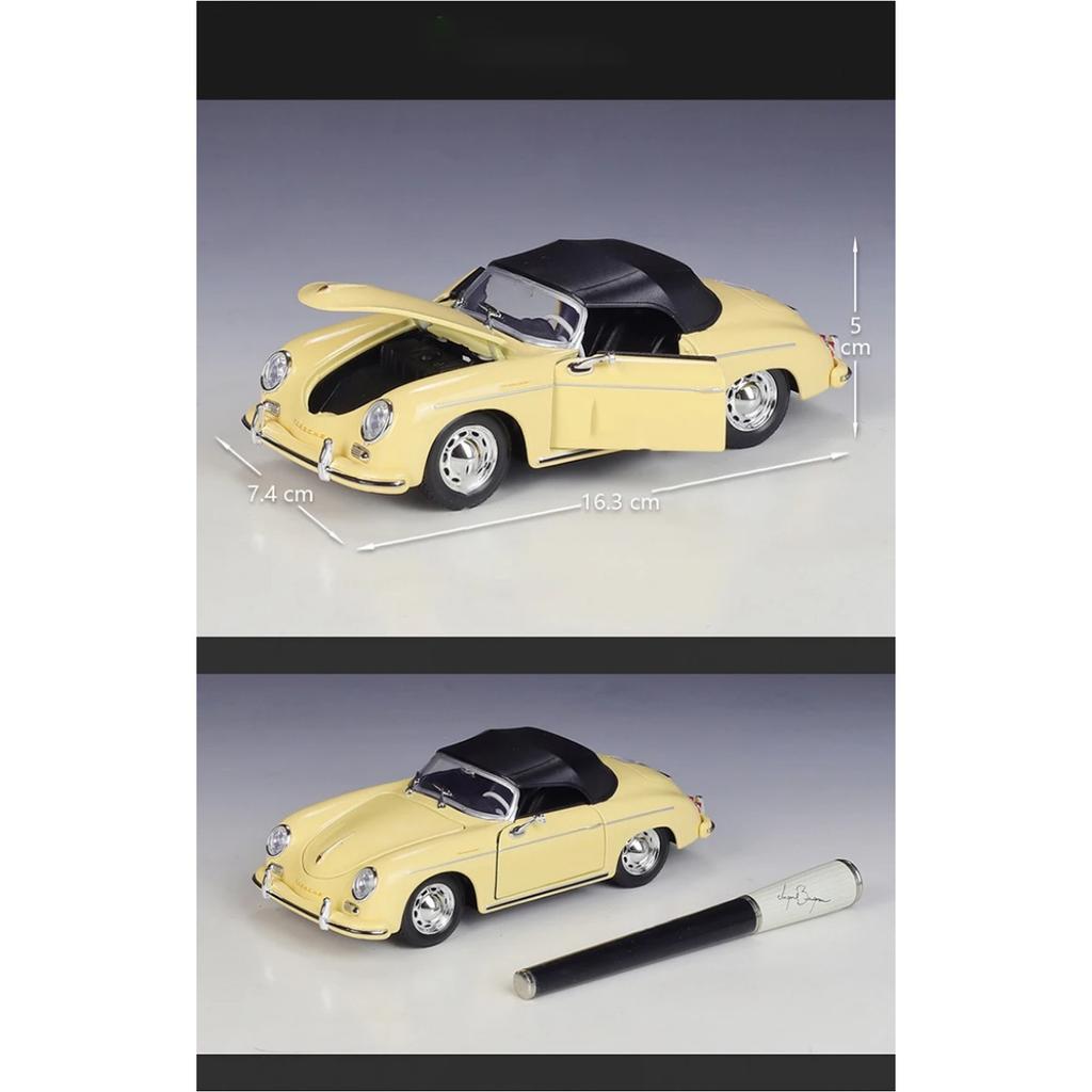 WELLY 1/24 Porsche 356A Speedster Classic Vintage Car Alloy Scale Car Model Diecast Metal Static Children Toy Car Vehicles Gifts