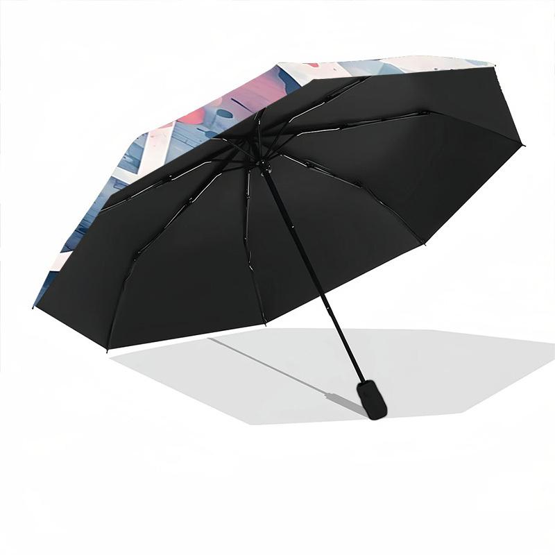1pc Music Note Automatic Folding Umbrella, 8-Rib Durable Iron Frame, Compact Travel Umbrella for Women & Men 062