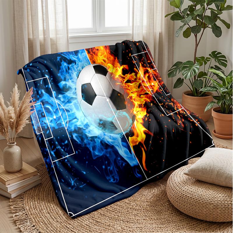 Soccer Ball Splash Art 1 Theme Blanket Lightweight Warm Flannel Blanket Decorative Throw Blanket for Home Decoration