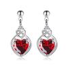 Heart-Shaped Ruby Pendant Necklace, Earrings & Adjustable Ring Set