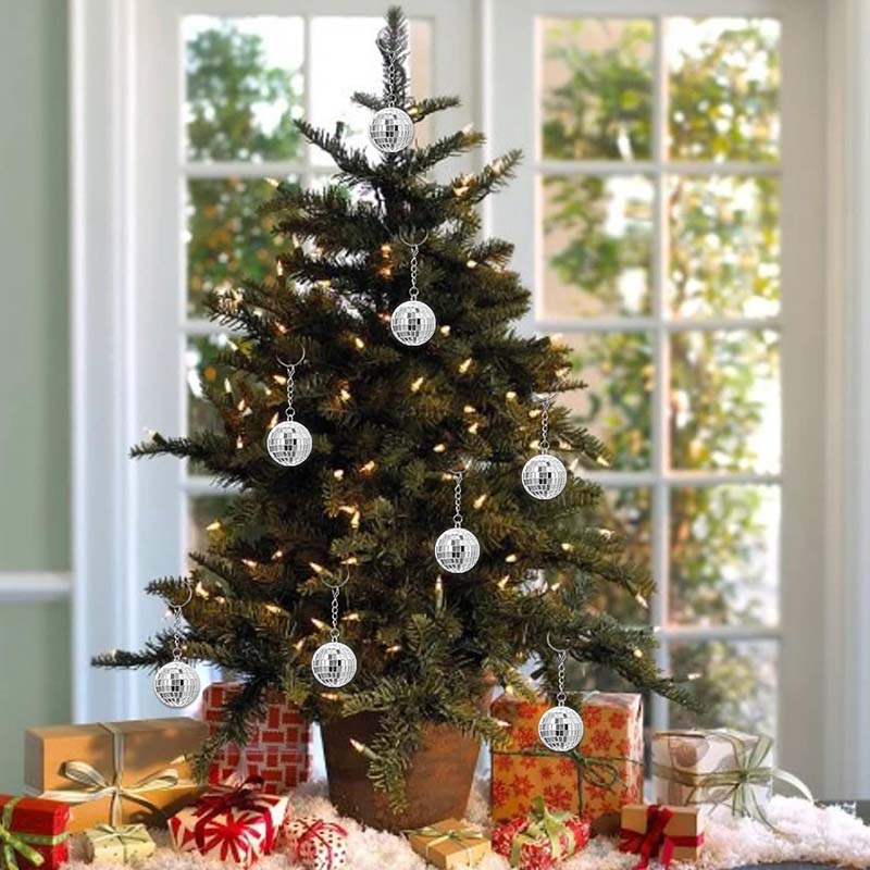 WTEMPO Bling Mini Disco Ball Keychains Party Favors IY Party Decorations Retro Keychain Set Car Key/Door Key/Bag/Christmas Tree Hanging Pendants