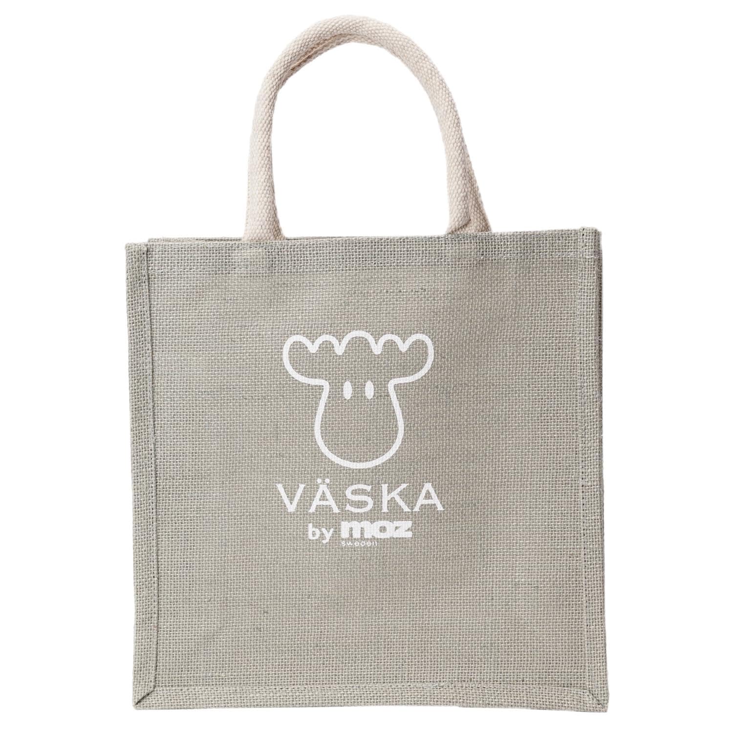 

VASKA by moz Tote Bag, Medium, A4 Document Capacity, Nordic, Swedish, Elk Design, Women s, Jute, VSJJ-02A, Olive
