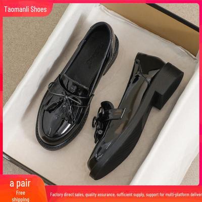 Mocassini piatti neri in vera pelle da donna - morbidi, stile britannico Autunno 2025