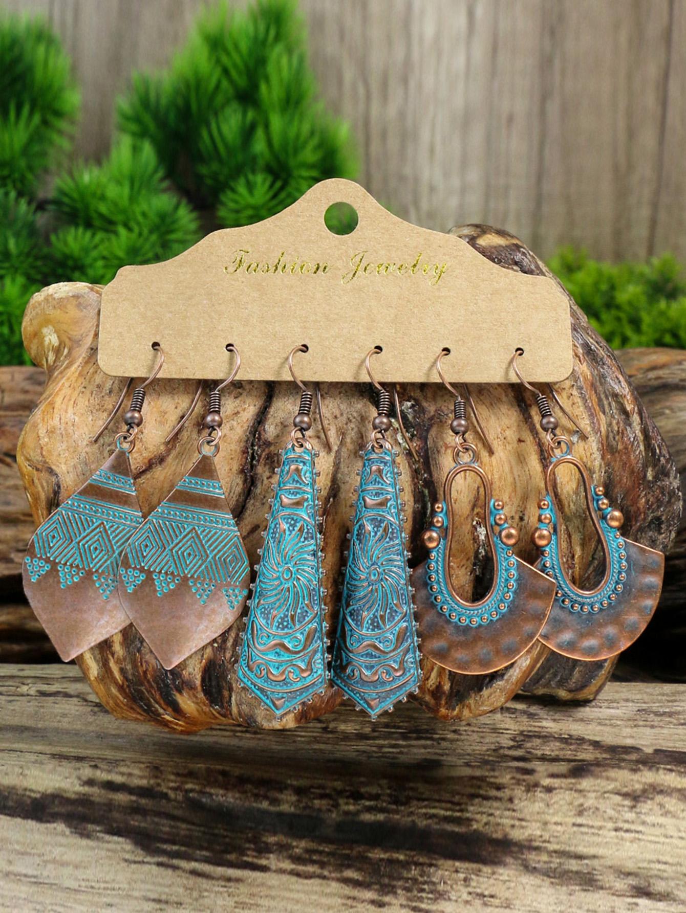 

Винтажные этнические серьги-подвески с бирюзой для женщин, богемные полые геометрические серьги с кисточками из бусин, подарки с цирконом для девушек на вечеринку