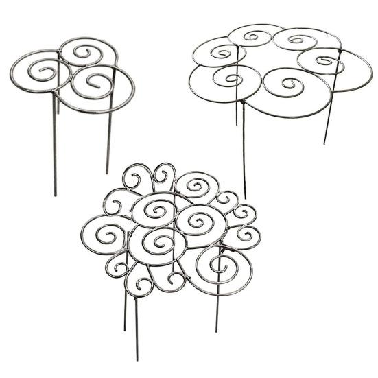 Anello di Supporto Metallico per Piante, Gabbia Decorativa a Gabbia per Peonie da Giardino, Anello Decorativo Grow-Through per Piante, Palo ad Anello Fiorito Impilabile per Piante da Casa, Dahlia, Crescita Iniziale