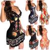 Women's Summer Sexy Sleeveless Waistless  Print Irregular Dresses