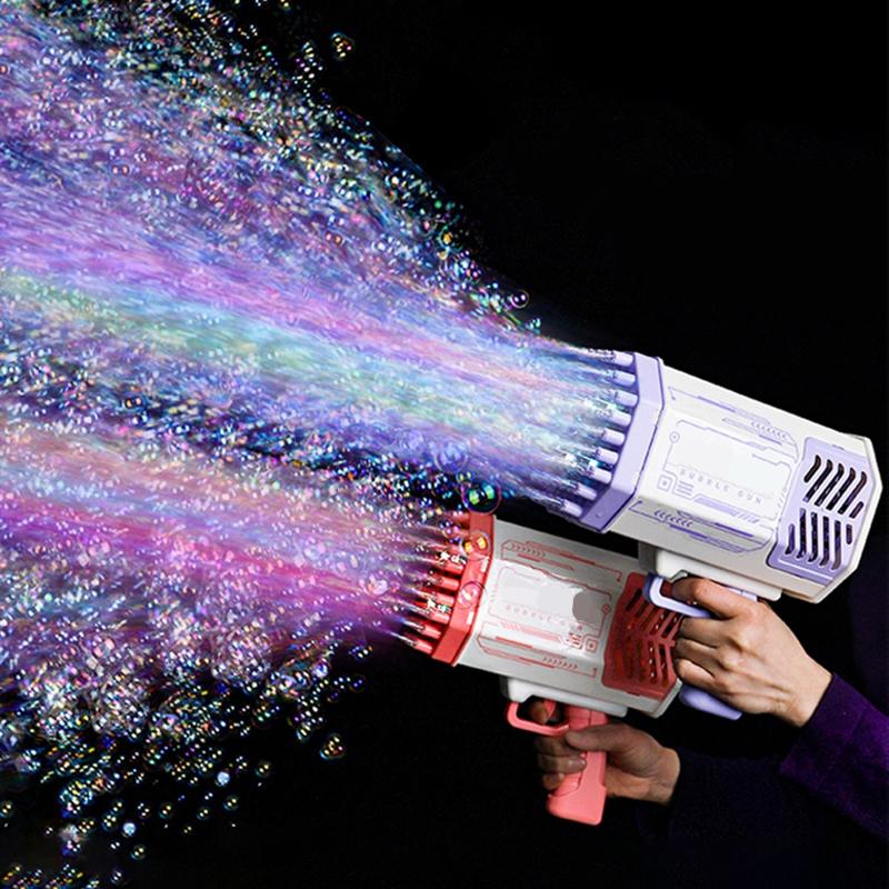 Bubble Gun 69 Holes Soap Bubbles Machine Christmas Gift Gun Shape Automatic Blower With Light Pomperos Toys For Kids XMAS