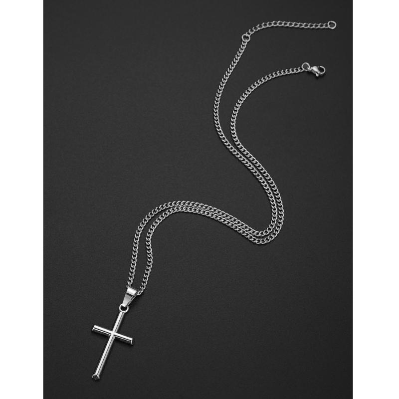 Elegant Crosses Necklace Charm Sturdy Alloy Pendant Comfort Fits with Adjustable Length Chain for Everyday Wear