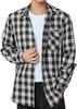 HISDERN Checkered Long Sleeve Casual Flannel Yellow and and available in Available in plus 0392Y1 L Men's Shirt Black. Loose-fitting, stylish,
