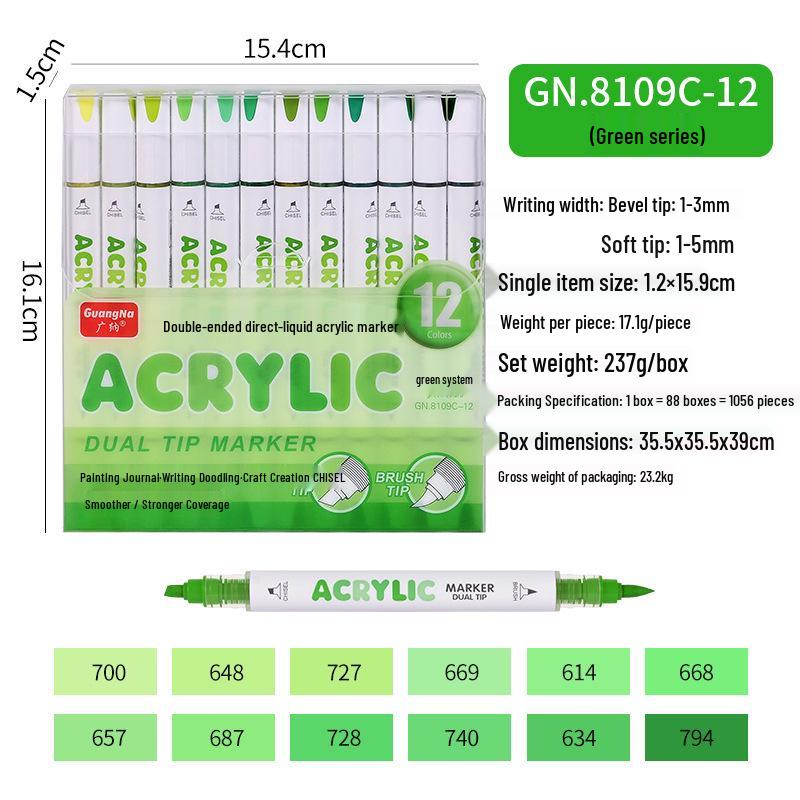 Guangna 8109 Stackable Double-ended Acrylic Marker Pens for DIY Doodling, Journaling, and Art