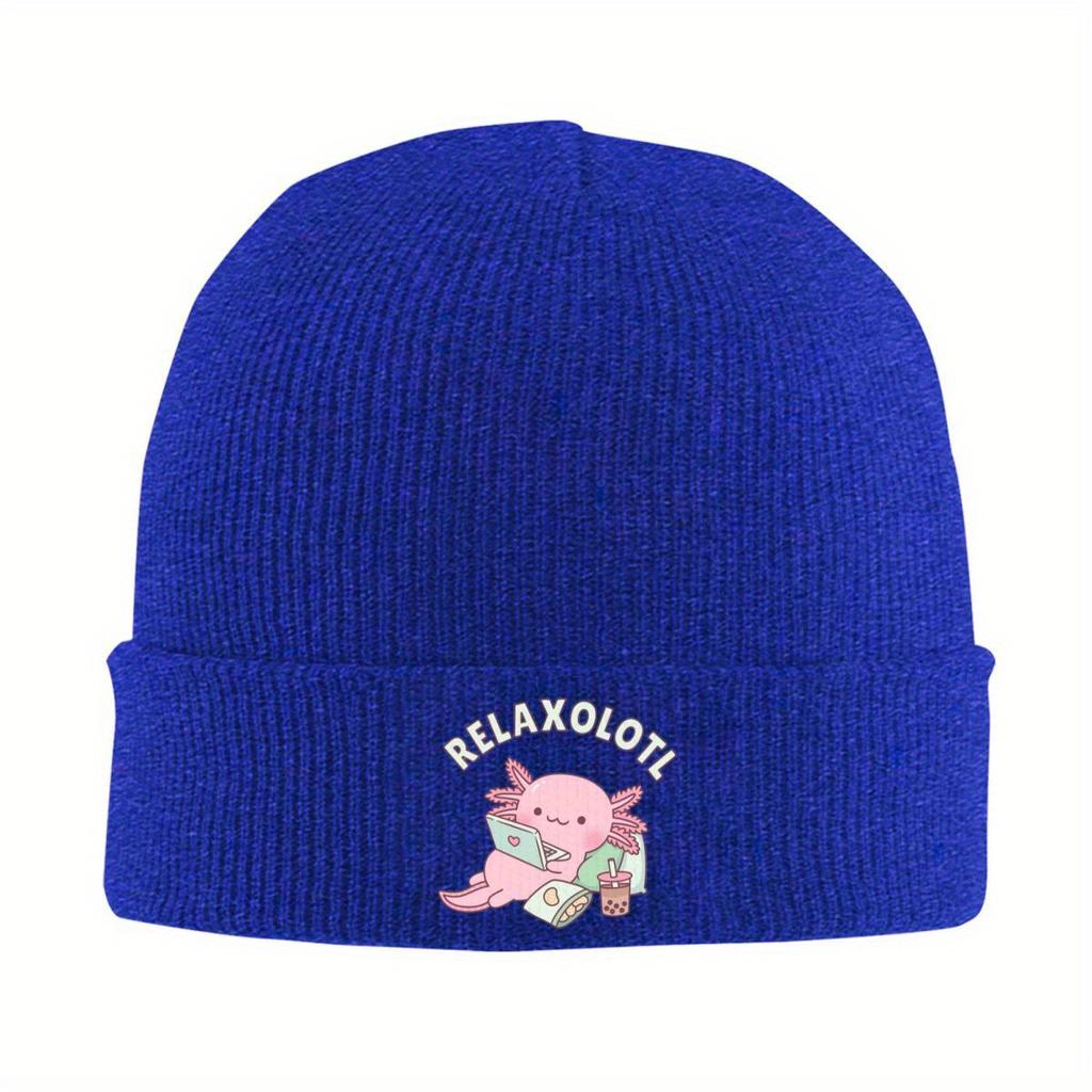 Cute Relax A Lot Axolotl Funny Pun Warm Knitted Cap Hip Hop Bonnet Hat Autumn Winter Outdoor Beanies Hats for Unisex Adult