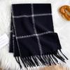 Winter Women Men Scarf Thick Warm Tassels Shawls Pashmina Stripe Designer Neckerchief Cashmere Lady Outdoor Luxury Cold-Proof