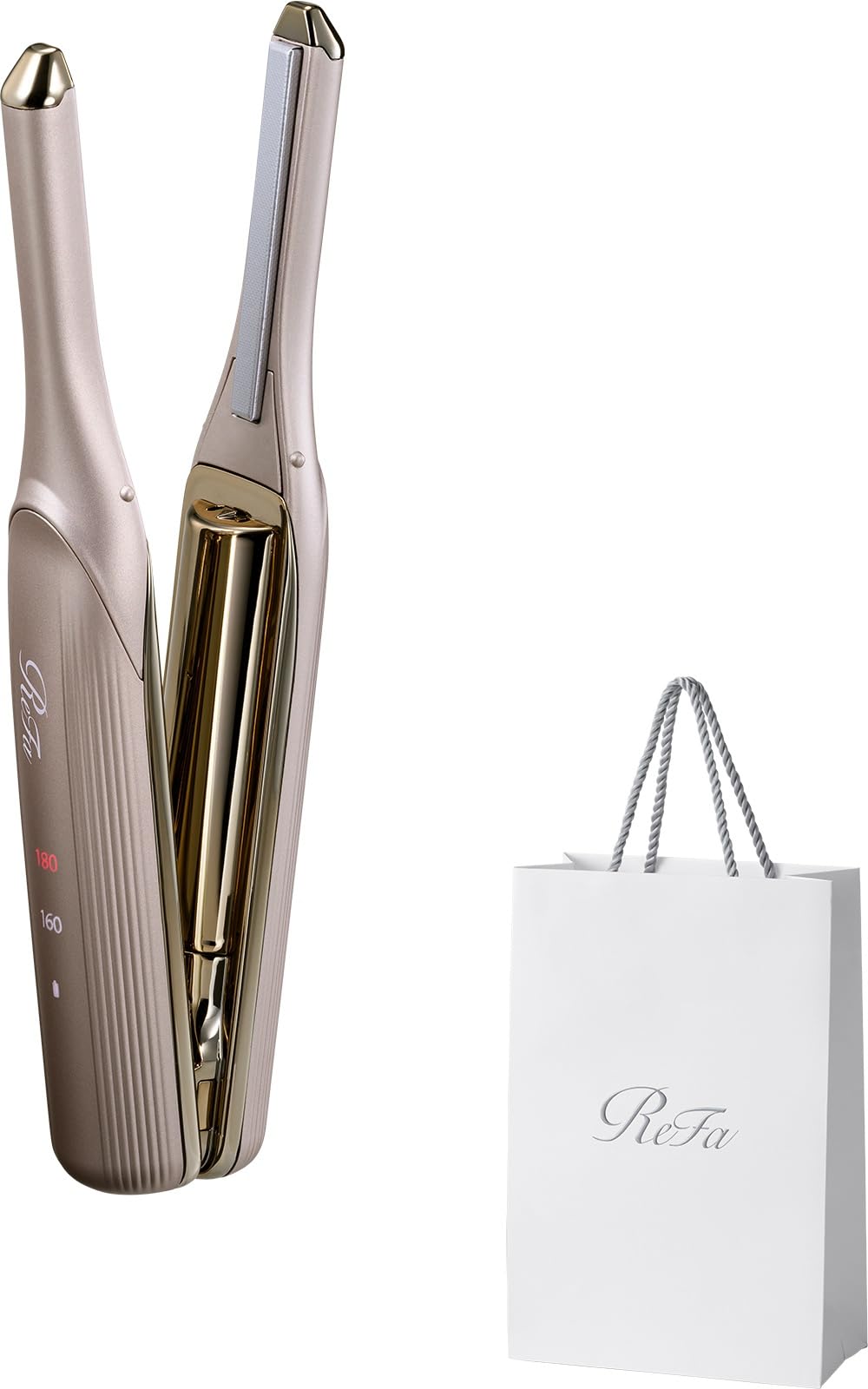 Store ReFa FINGR IRON ST6 ReFa Finger Iron ST6 Champagne Gold Includes Shopper Bag and Hair Styling Guidebook Rechargeable Perfect for Bangs [Official