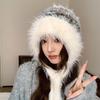 Women's Autumn and Winter Fashion Knitted Hat Warmth Protects Ears and Colds To Show Their Faces Small Wool Hat Big Head Surround Lei Feng Hat