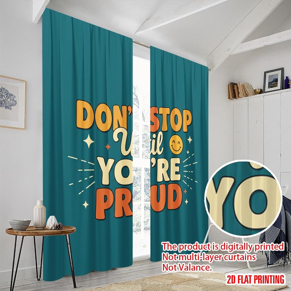 2pcs 2D flat printing Curtains Motivational Quote Fabric Without Electricity Seasonal Party & Holiday Decor for Holiday Decor