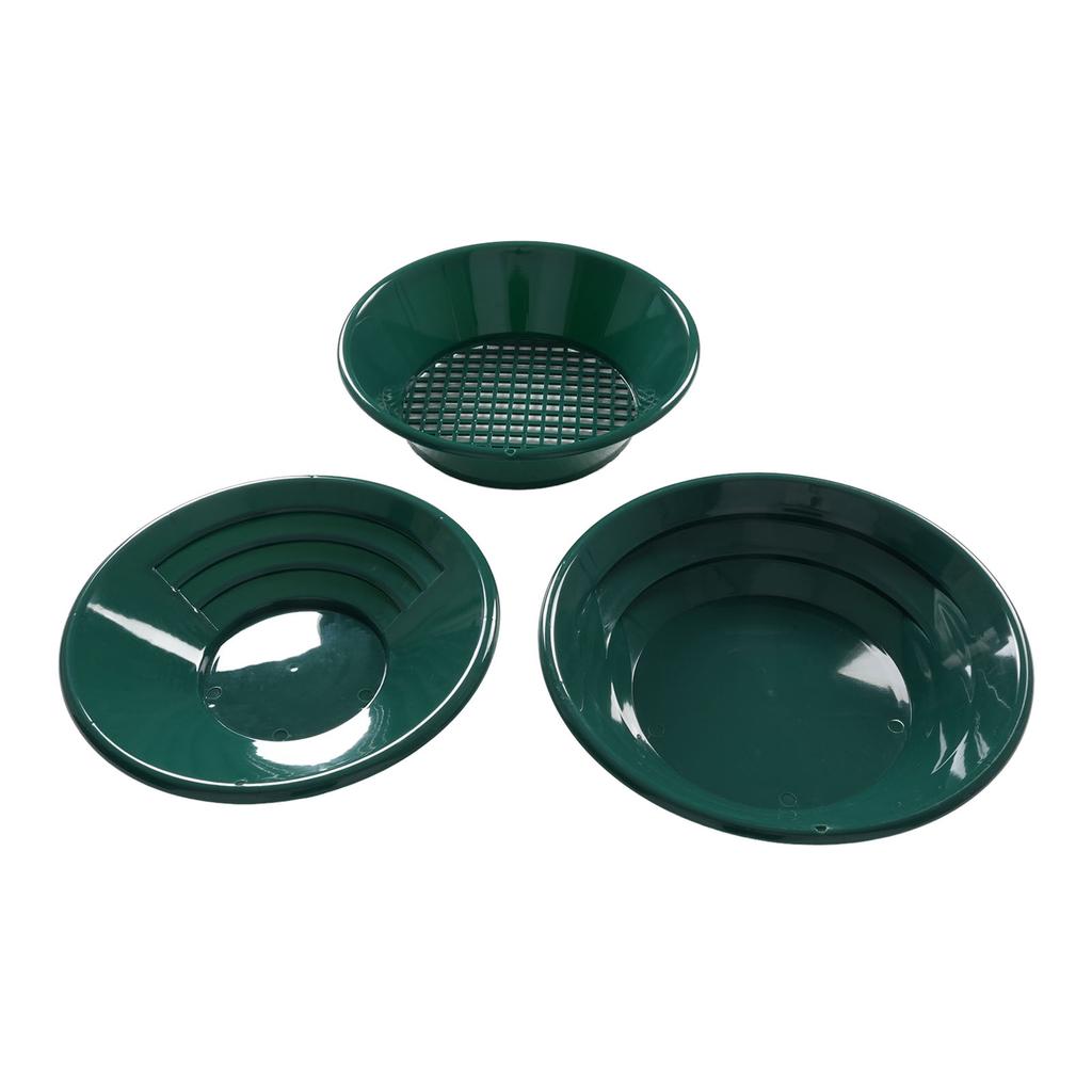 Gold Panning Kit 14 and 15 Inch Round Pan 13.8 Inch Sieve Outdoor Gold Prospecting Collection Tools Green