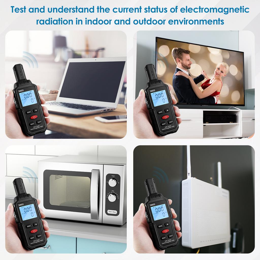 Electromagnetic Radiation Detector Professional 3 in 1 Handheld EMF Reader Portable EMF Meter with Sound Light Alarm Digital LCD