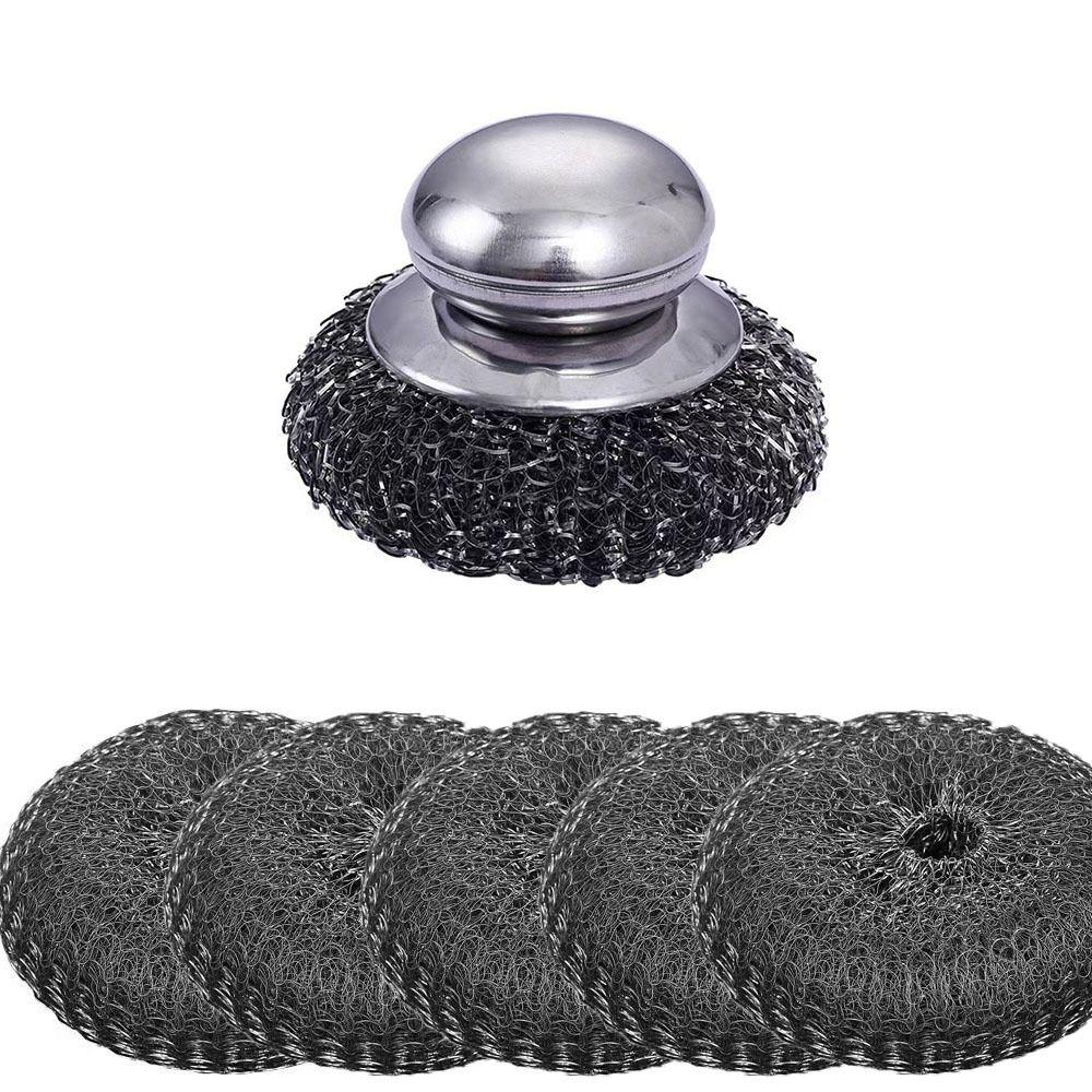 6Pcs Heavy Duty Stainless Steel Pot Brush Dishwashing Wire Ball Pan Cleaning