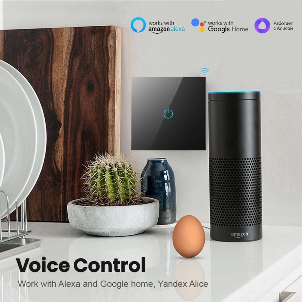 

Умный переключатель Alexa RF433 без нейтрального провода, одиночное управление пожаром Tuya, работает с Google 1/2/3/4Gang, умный домашний светильник, Wi-Fi