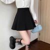 High-Waisted Black A-Line Puffy Mini Skirt for Petite Women - Summer 2026 Slimming Style