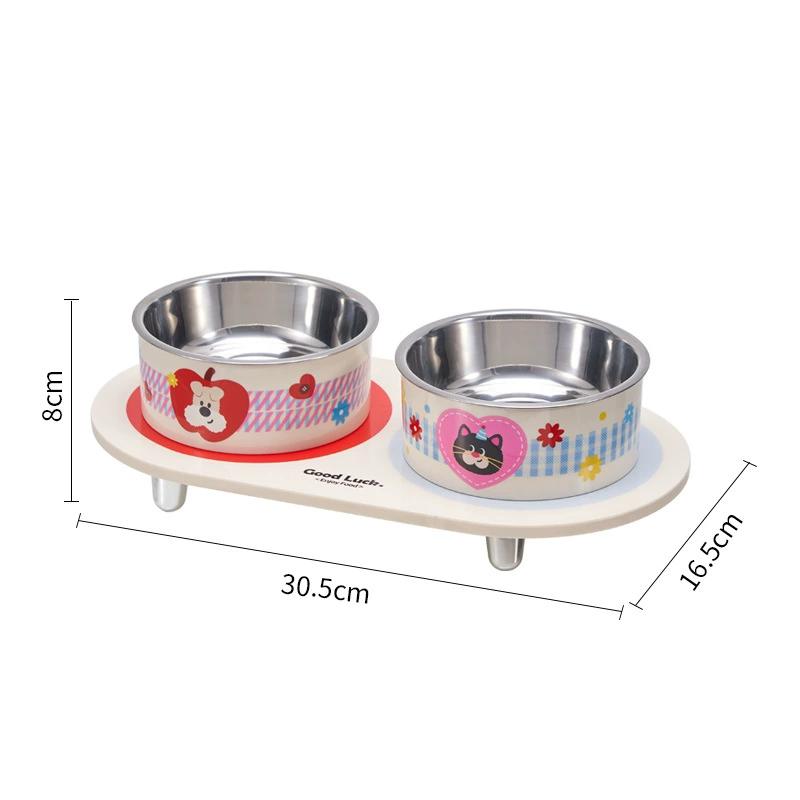 Comedero doble de acero inoxidable para gatos y perros, antideslizante y elevado para mascotas