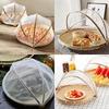 Mesh Covered Wooden Tent Basket for Food Serving at Outdoor For Picnics Barbecues and Potluck Dinners 25x14x3cm Yellow Color